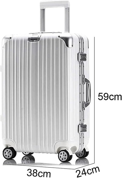 Suitcase Suitcase Suitcase with Wheels Safety Combination Lock for Luggage with Hard Edge Large Capacity Stress Relief Suitcase for Hand Luggage Travel Equipment, Silver-