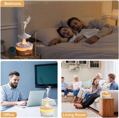 Essential Oil Diffuser, 350ML Rain Cloud Humidifier, 7 Colors Night Rain Diffuser with Remote Control Timing, Air Humidifiers and Aromatherapy Diffuser,3 Timer,Waterless Auto Off