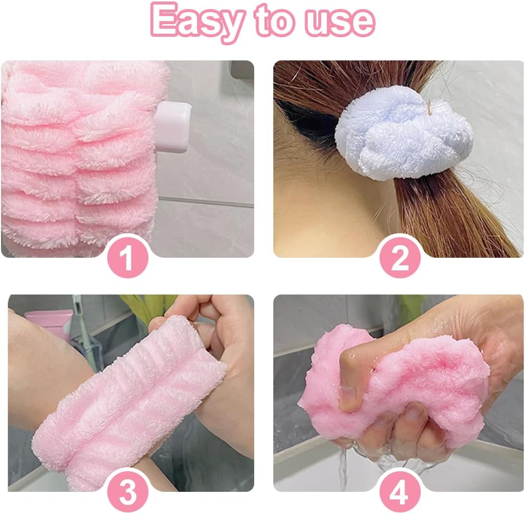 SGERUFZ 2 Paar Skincare Wristbands, Elastics and Absorbent, Face and Hair Bands, Wristbands for Women and Girls, Makeup Accessories and Facial Cleansing