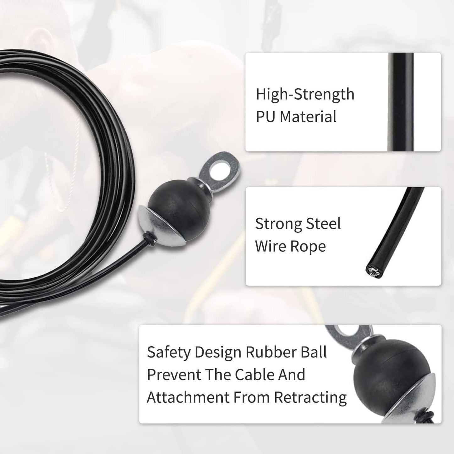 Aurorasports 196 Inch Fitness Pulley Cable, Adjustable Home Gym Replacement Cables Pulley System Gym Heavy Duty Fitness Steel Wire Rope 5mm Thick for Pulley Machine Accessories