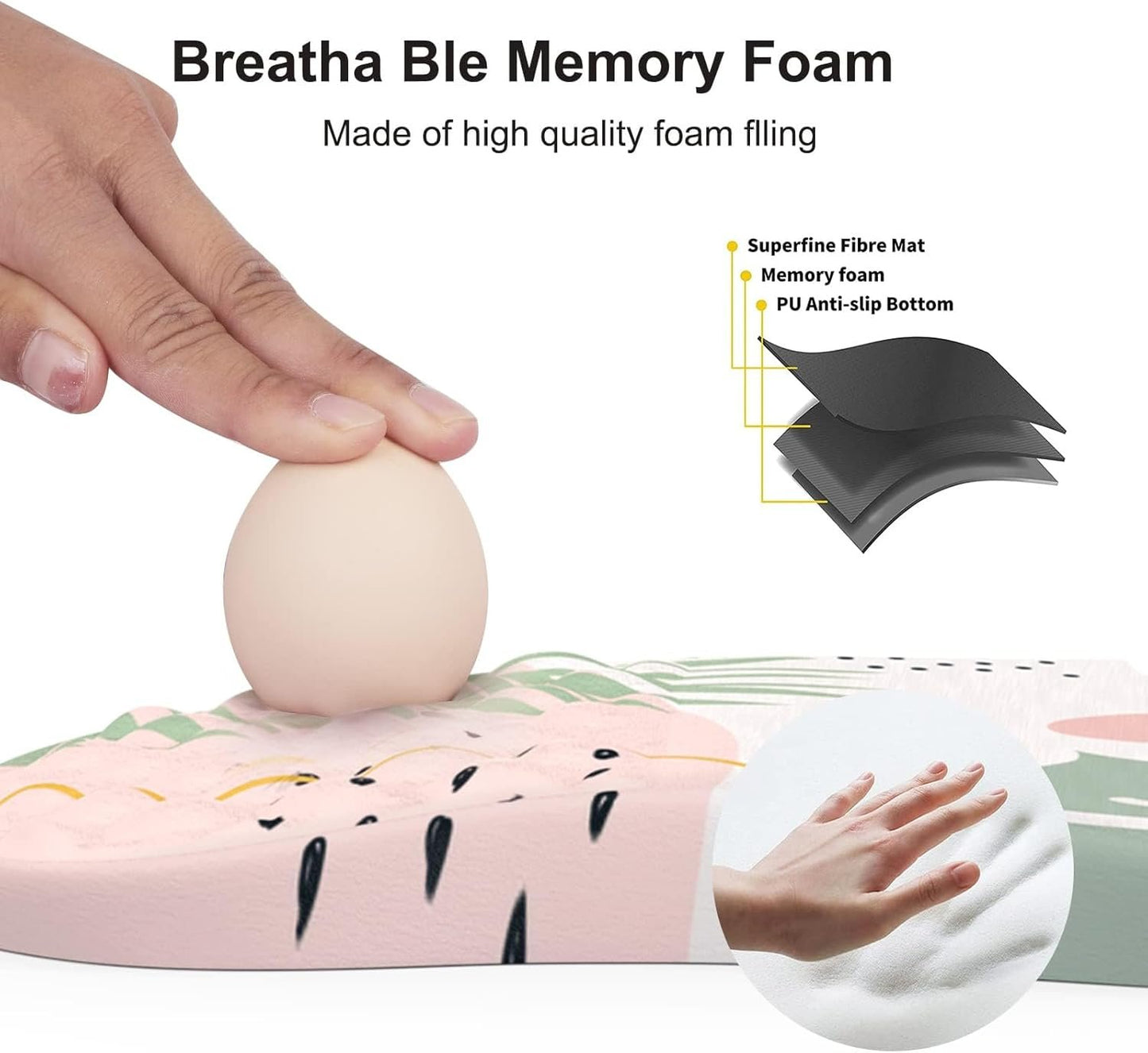 iCasso Mouse Pad with Wrist Support,Wrist Rest,Ergonomic Mouse Pad,Pain Relief Keyboard Wrist Rest, Comfortable Memory Foam Mousepad with Non-Slip PU Base Mouse Pads for Desk Computer Keyboard Home Office