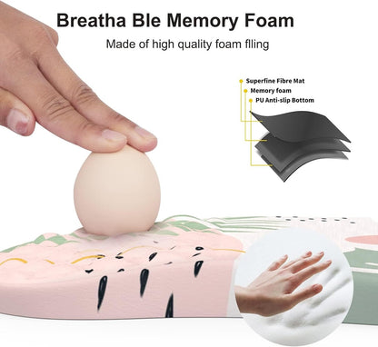 iCasso Mouse Pad with Wrist Support,Wrist Rest,Ergonomic Mouse Pad,Pain Relief Keyboard Wrist Rest, Comfortable Memory Foam Mousepad with Non-Slip PU Base Mouse Pads for Desk Computer Keyboard Home Office