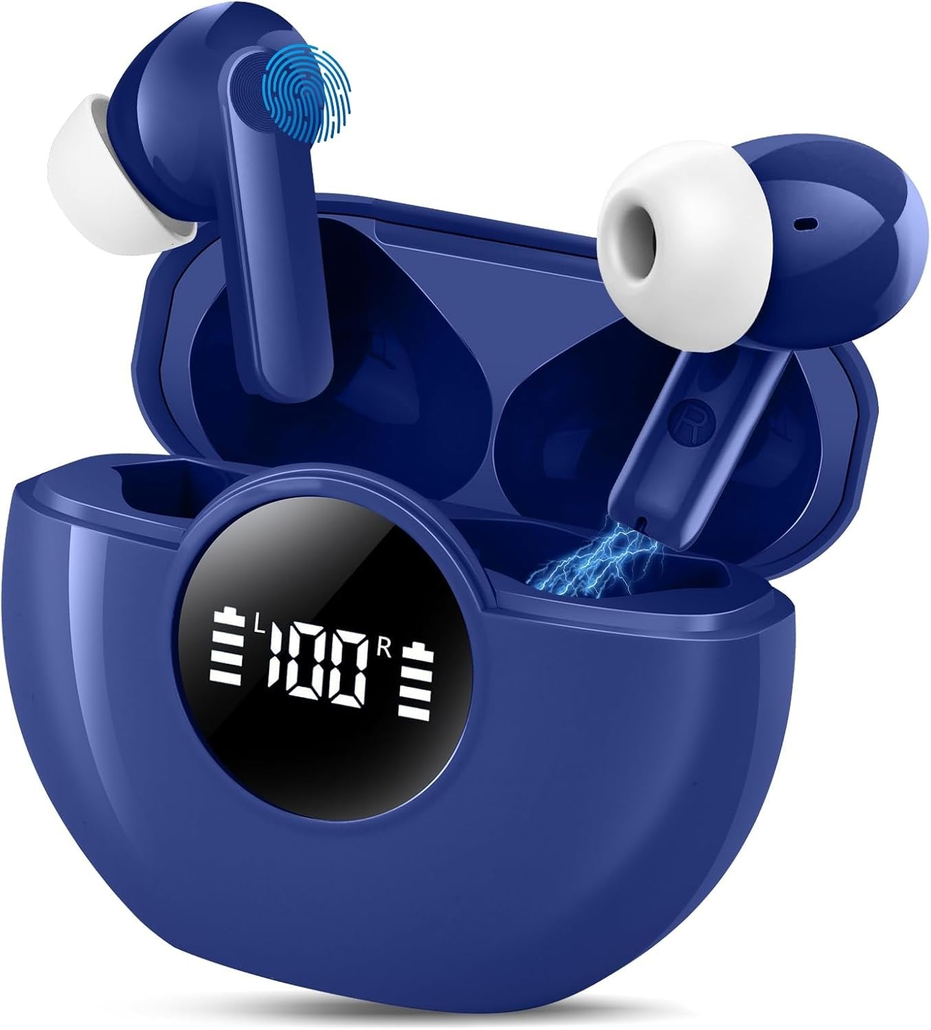 Wireless Earbuds Bluetooth 5.4 Headphones Bass Stereo Ear Buds with Noise Cancelling Mic LED Display in Ear Earphones IP7 Waterproof 60H Playtime for Laptop Pad Phones Sports Workout