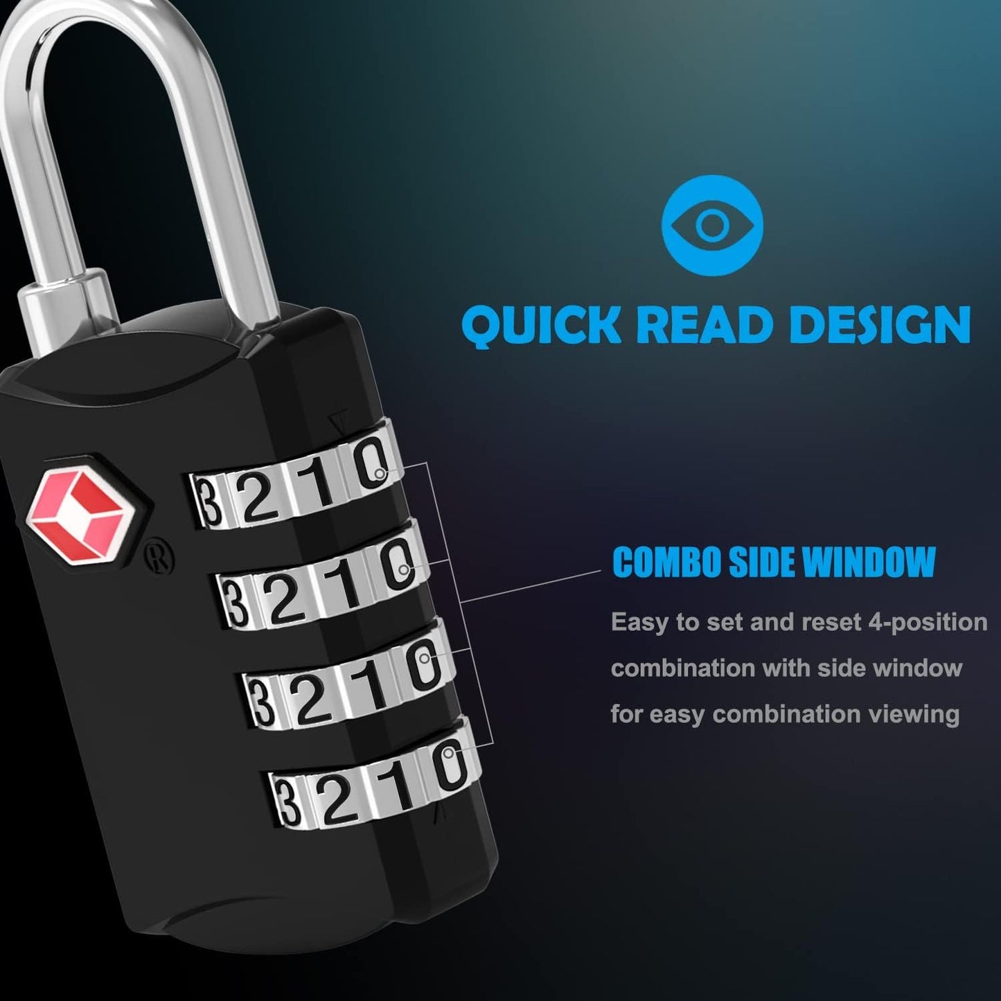 TSA Luggage Locks, Diyife 4-Digit Combination Padlocks, [Updated Version] [2 Packs] Security Suitcase Locks, Code Lock for Travel Suitcase, Luggage, Bag, Case, Backpack etc. (Black&Silver)