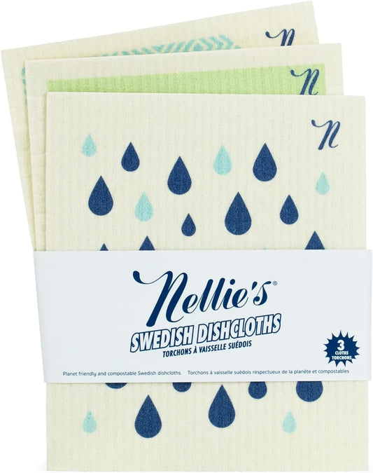 Nellie's Swedish Dishcloths Spring Edition (3 Pack) - Eco-Conscious Paper Towel Alternative for Dishes - Absorb 15x Their Weight, Replace 15+ Rolls of Paper Towel - Ultra Absorbent and Odor-Free