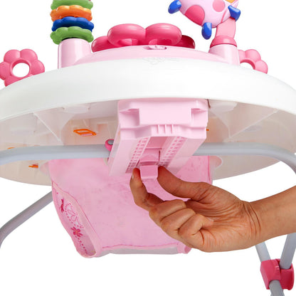 Bright Starts, June Berry Folding Baby Walker – Removable Electronic Play Station with Lights and Melodies, Height Adjustable, Easy Storage, Pink, from 6 Months+