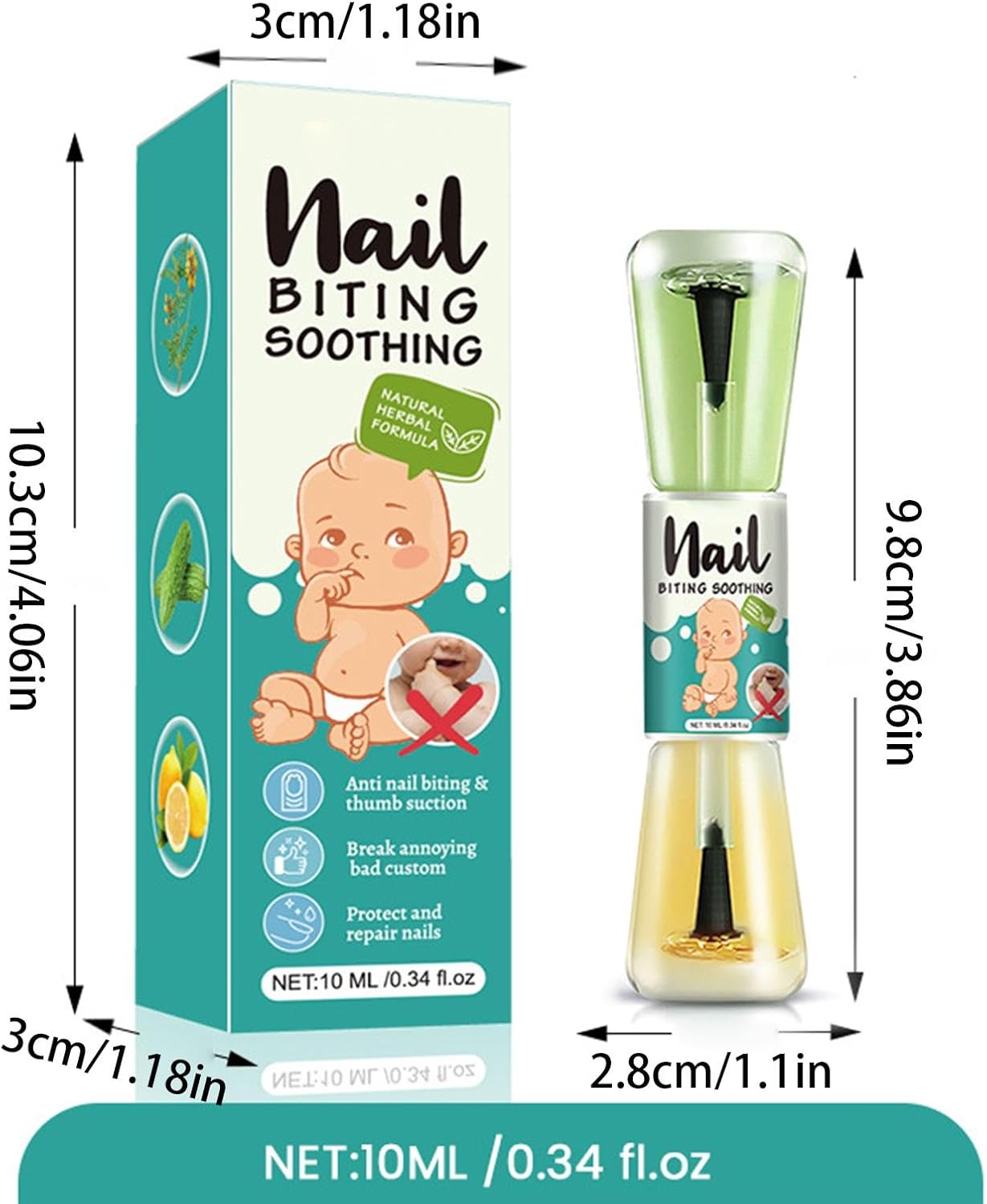 Anti Nail Biting Polish - Bitter Nail Water | 10ml Kid's Anti-Biting Nail Polish Liquid | Nail Biting Deterent | Mild And Safe Nail Care Tool Portable For Kids, Adults, Newborns, And Teens