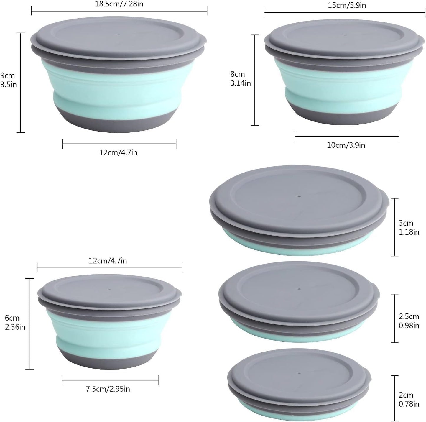 YSHIGUING 3 Pcs Collapsible Washing Up Bowl, Portable Camping Bowl with Lid Food Storage Outdoor Tableware Folding Lunch Box Portable Salad Bowl for Outdoor Travel Camping Hiking Caravan