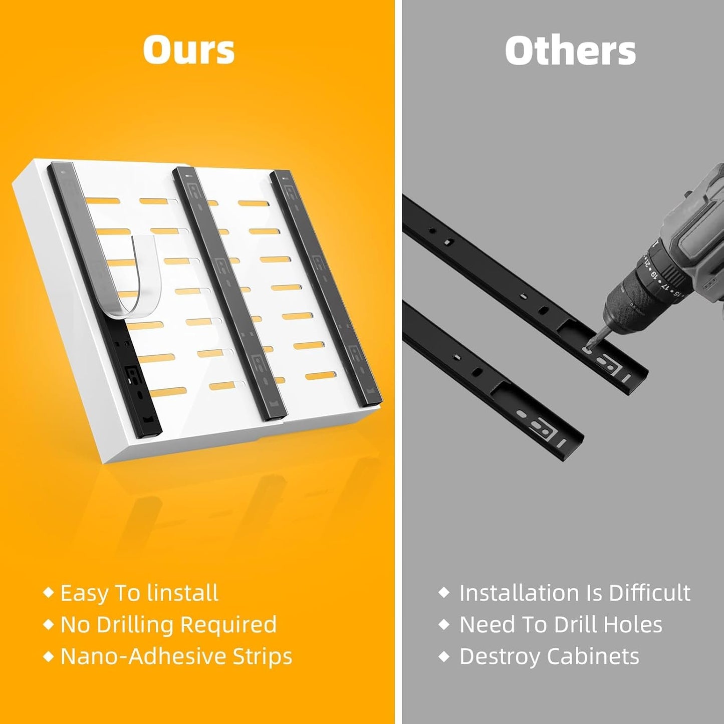 THORSES Pull Out Cabinet Organizer,Expandable(12.7"-20.5") Slide Out Drawers for Kitchen Cabinets Fixed with Adhesive Film for Pots,Pans,Heavy Duty Sliding Shelf Organizers and Storage for Bathroom