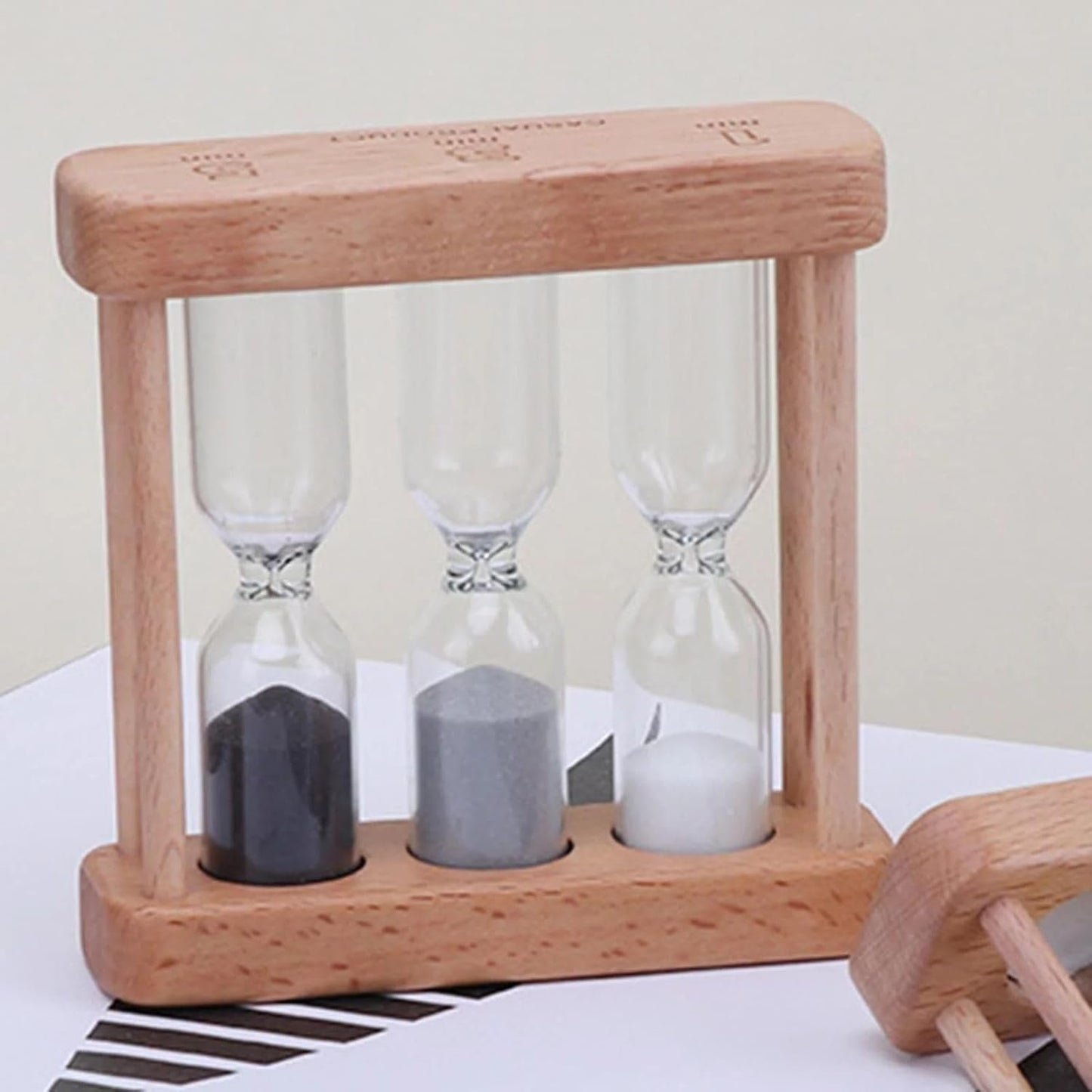 Creative 1/3/5 Minutes Wooden Sand Glass Hourglass Timer Clock Home Decoration Kitchen Utensils Gift for Childern Thermometers and Timers Simple Style Kitchen Tools and Gadgets