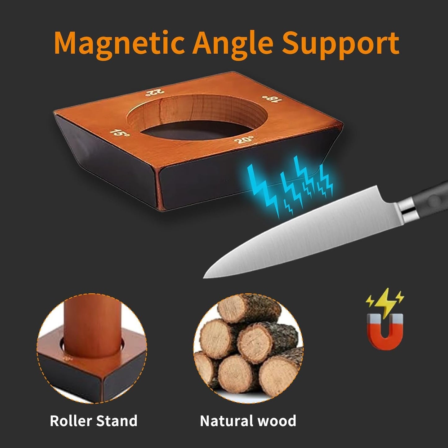 Rolling Knife Sharpener, Multi-Angle Knife Sharpening Tool with Industry Diamonds for Kitchen Knives - Knife Sharpener Kit Offers 15, 20, 18, 22 Degree Sharpening, 4 Angle