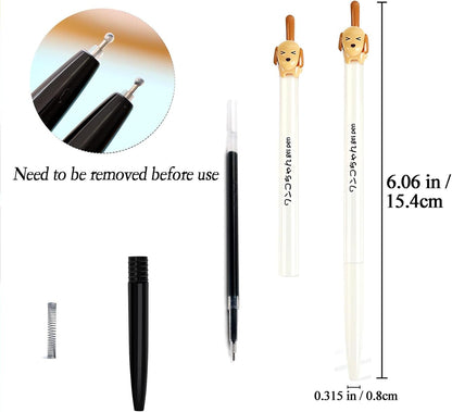 JUNXAKA 12 Pcs Retractable Dog Gel Pens, Fine Point 0.5mm Black Ink Cute Fun Animal Ballpoint Dog Pens Writing Vet Gifts Stationery Supplies (12pcs dog pens)