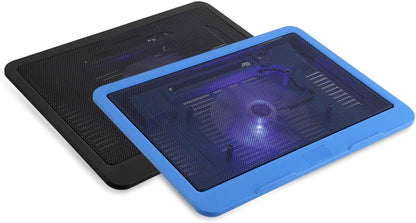 Bewinner Silent Notebook Cooling Pad, Air-Cooled Chill Mat for 14 Inch or Less Laptop, Adjustable Stand With External Fan Heatsink (Blue)