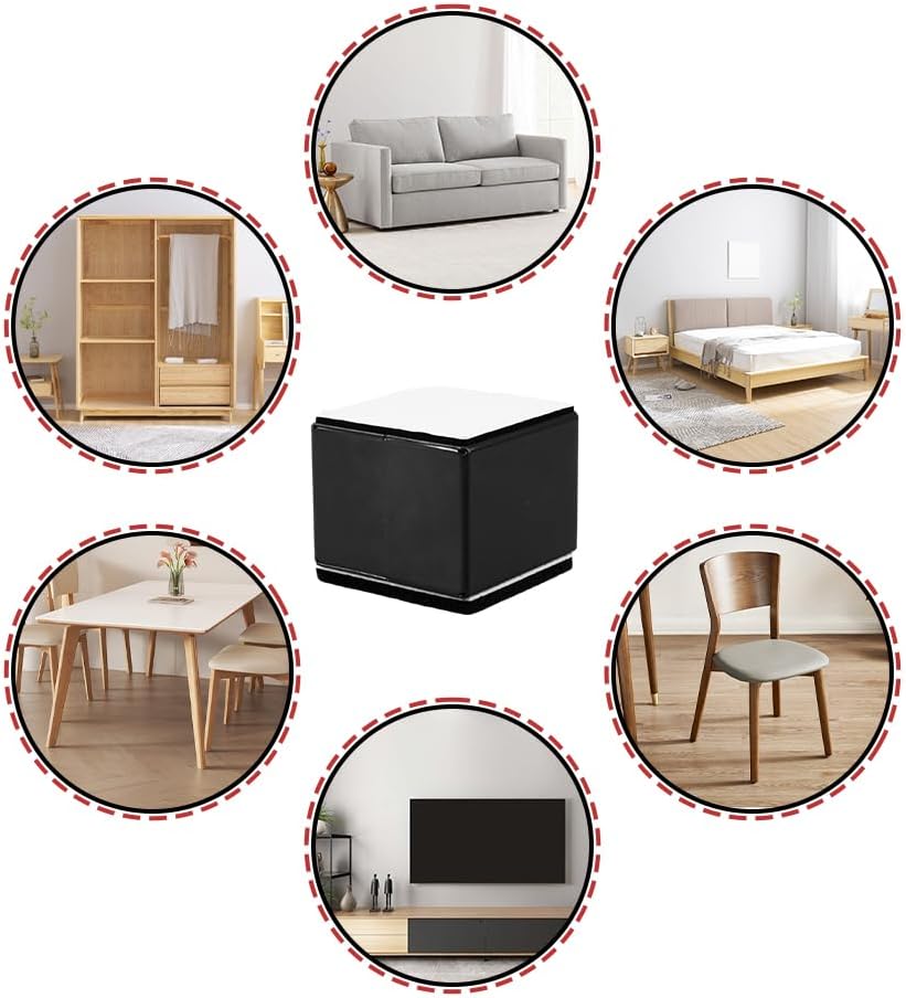 4 Pieces Steel Furniture Riser, Self Adhesive Furniture Risers, 60 x 60 x 50 mm, Bed Riser, Bed Stand, High Furniture Risers, Bed Feet for Chairs, Wardrobes, Beds, Tables, etc.