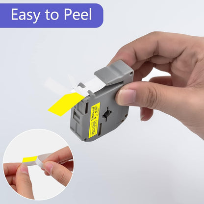 NineLeaf 4 Pack Compatible for Brother P-Touch M Label Tape MK621 M-K621 M621 Black on Yellow 3/8" (9mm) x 26.2ft (8m) Labeling Refill Cartridge Work in PT-45M PT-65 PT-70 PT-80 PT-M95 Label Maker