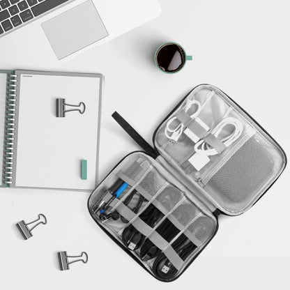 Electronic Accessories Organizer Bag, Universal Travel Bag for USB Cable, SD Card, Charger, Hard Disk (Black), Black, Modern