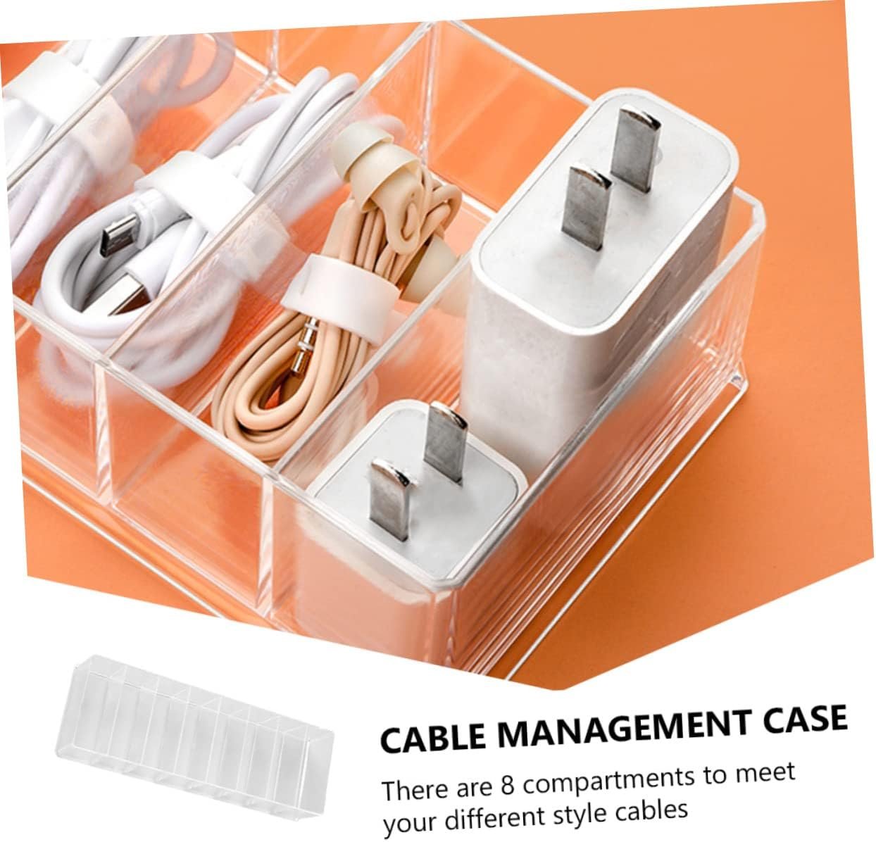 SWOOMEY 1Pc Transparent Cable Management Box Compartment Organizer for Data Cables USB Wires Chargers Desktop Storage for Neat Tidy Workspaces