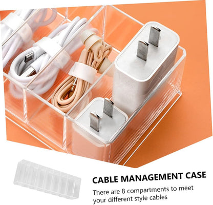 SWOOMEY 1Pc Transparent Cable Management Box Compartment Organizer for Data Cables USB Wires Chargers Desktop Storage for Neat Tidy Workspaces