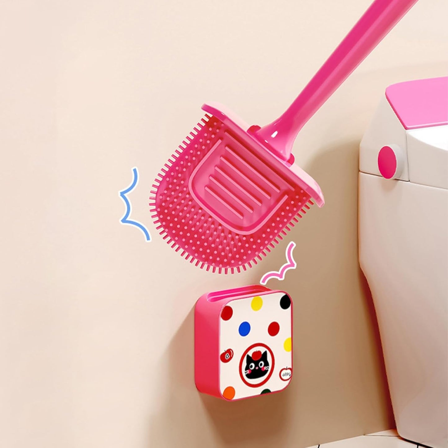 Wall-Mounted Toilet Cleaning Brush with Holder, Long Handle Stain Remover Tool Set, Essential Bathroom Accessories for Household, Apartment, and RV Sanitation Needs