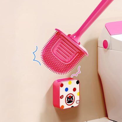 Wall-Mounted Toilet Cleaning Brush with Holder, Long Handle Stain Remover Tool Set, Essential Bathroom Accessories for Household, Apartment, and RV Sanitation Needs