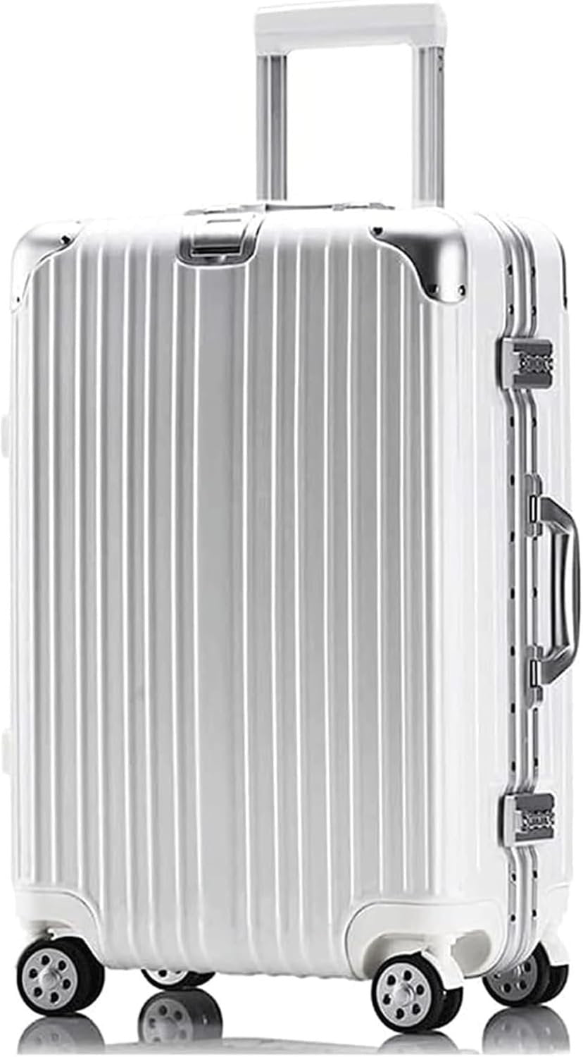 Suitcase Suitcase Suitcase with Wheels Safety Combination Lock for Luggage with Hard Edge Large Capacity Stress Relief Suitcase for Hand Luggage Travel Equipment, Silver-