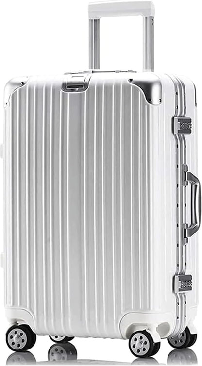Suitcase Suitcase Suitcase with Wheels Safety Combination Lock for Luggage with Hard Edge Large Capacity Stress Relief Suitcase for Hand Luggage Travel Equipment, Silver-