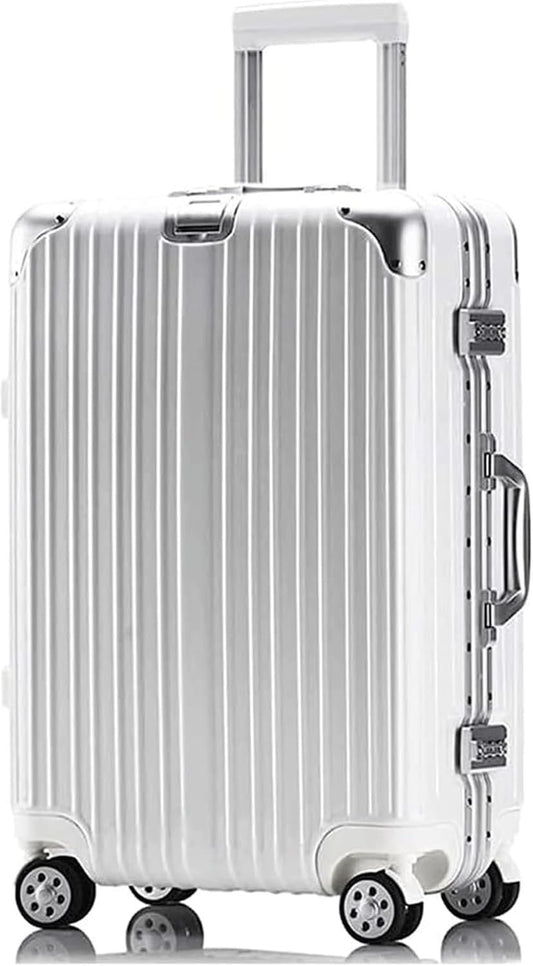 Suitcase Suitcase Suitcase with Wheels Safety Combination Lock for Luggage with Hard Edge Large Capacity Stress Relief Suitcase for Hand Luggage Travel Equipment, Silver-