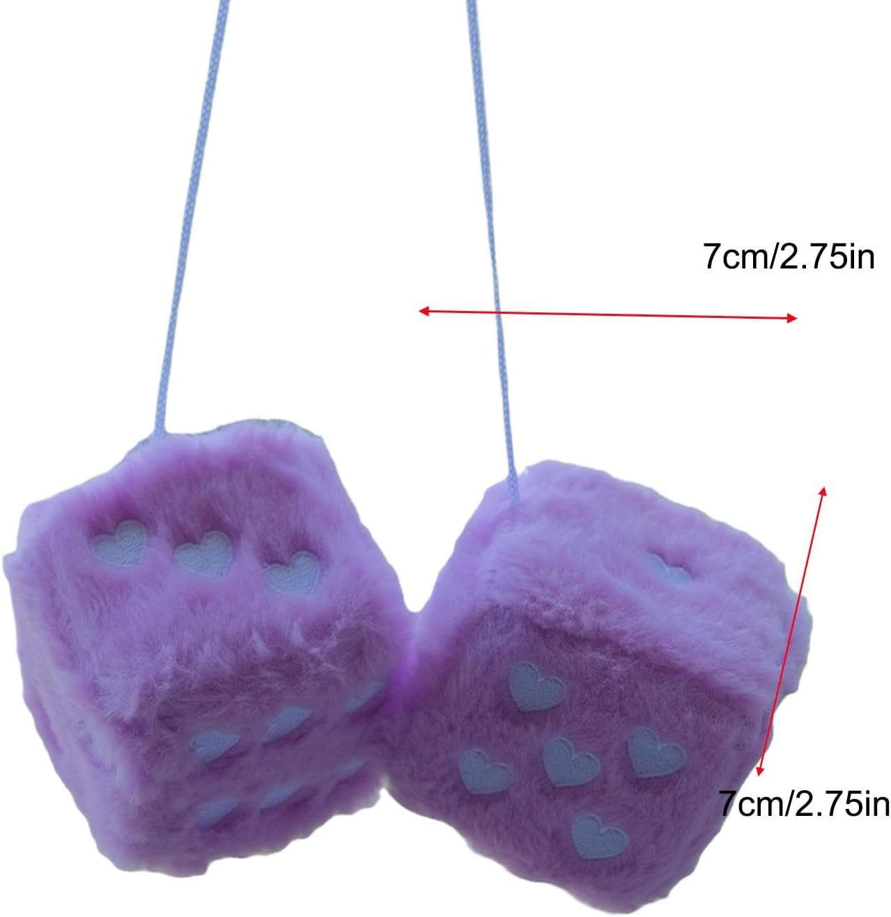 Car Interior Accessories Dice | 1 Pair Car Decorative Dice Pendant - Auto Plush Soft Dice Heart Embroidery Design for Door Handle Wall Decor