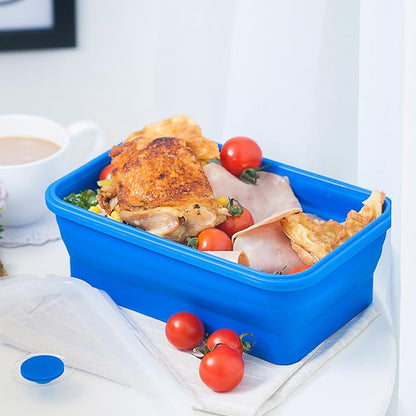 FUSMYE Set of 2 Exlarge Collapsible Silicone Food Storage Containers With Lids | Meal box For Kitchen, Bento Lunch Boxes, Microwave, Dishwasher and Freezer Safe For Camping, Travel Trailer