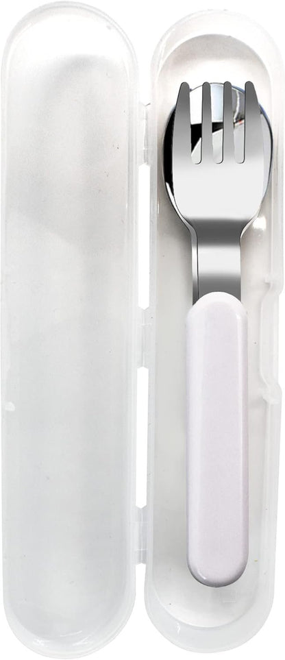 VANRA 2-Piece Children Fork and Spoon Set 18/10 Stainless Steel Child Flatware Set Kids Utensils Set with Case for Lunch Box