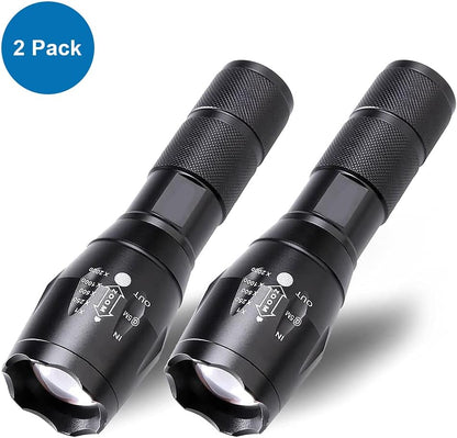 MMOBIEL 2X LED Tactical Flashlight Survival Gear - 1000 Lumen, Zoomable in 5 Modes, Water Resistant, Camping Flashlight for Survival, Camping, Emergency, Outdoor