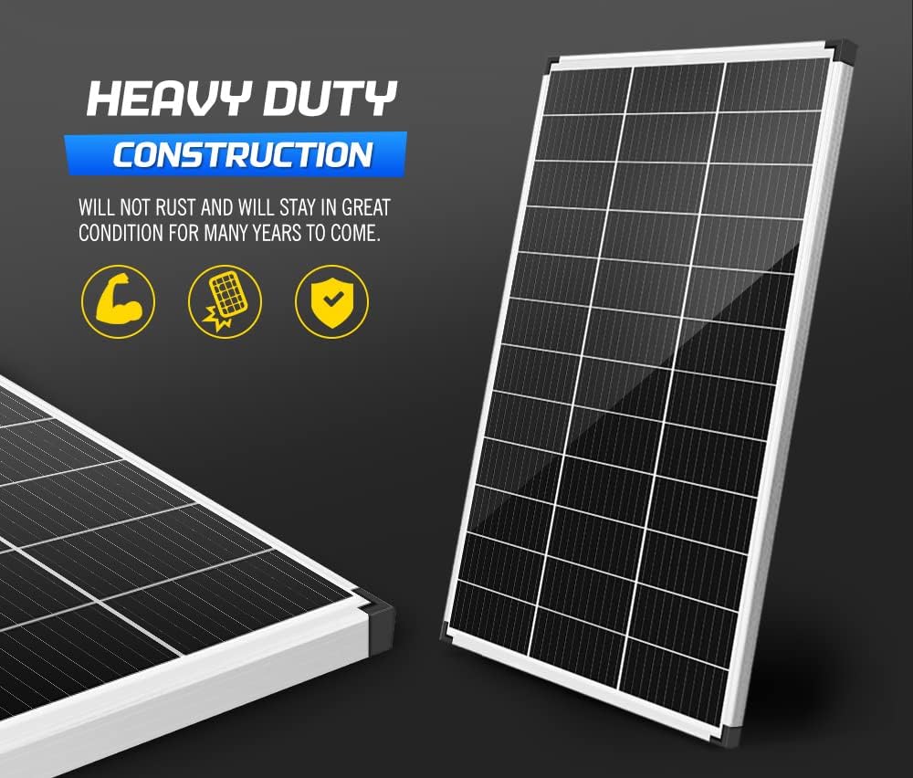 ATEM POWER 130W Monocrystalline Solar Panel with Charge Controller, Heavy Duty Aluminium Frame, Compatible with AGM Lead Acid Gel Calcium Batteries, for 12V/24V RV Camping All Weather Use