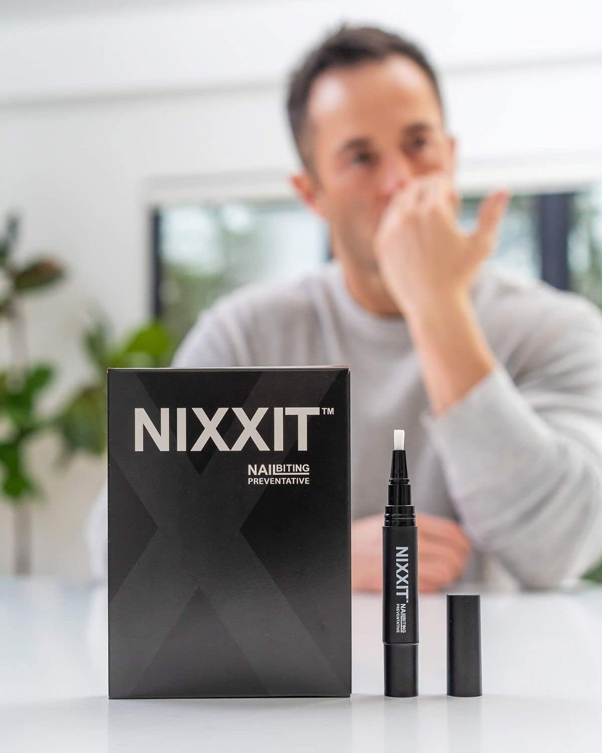 NIXXIT Nail Biting Treatment for Adults - Stop Nailing Biting Pen and Thumb Sucking for Adults & Children - Non Glossy Bitter Taste - Safe & Effective Solution - USA Made