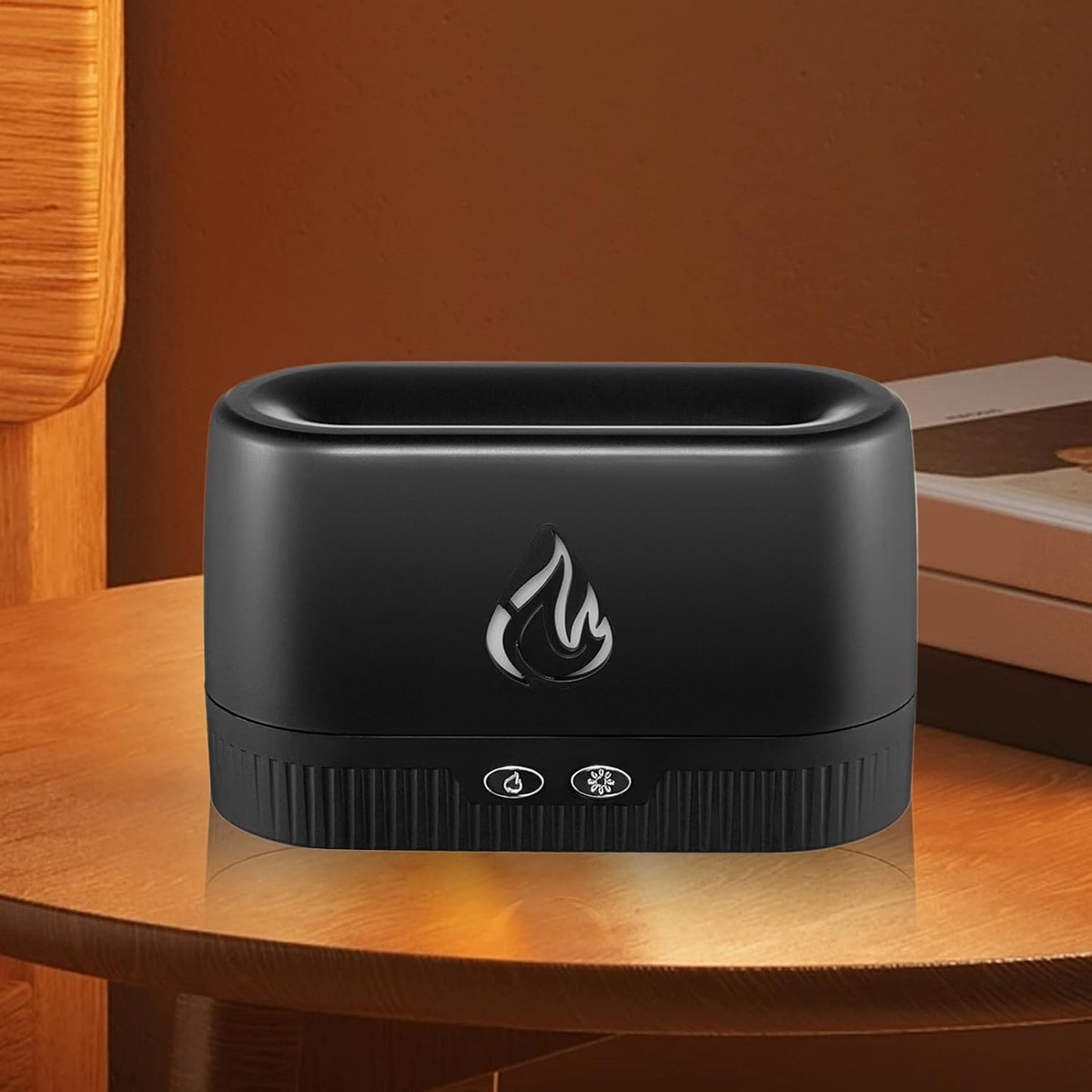 Colorful Flame Diffuser, Aromatherapy Fireplace-Inspired Scented Humidifier, Silent Mist Maker for Home, Bedroom, Offices Relaxation, 6.89x3.11x4.21 inches, White, Black