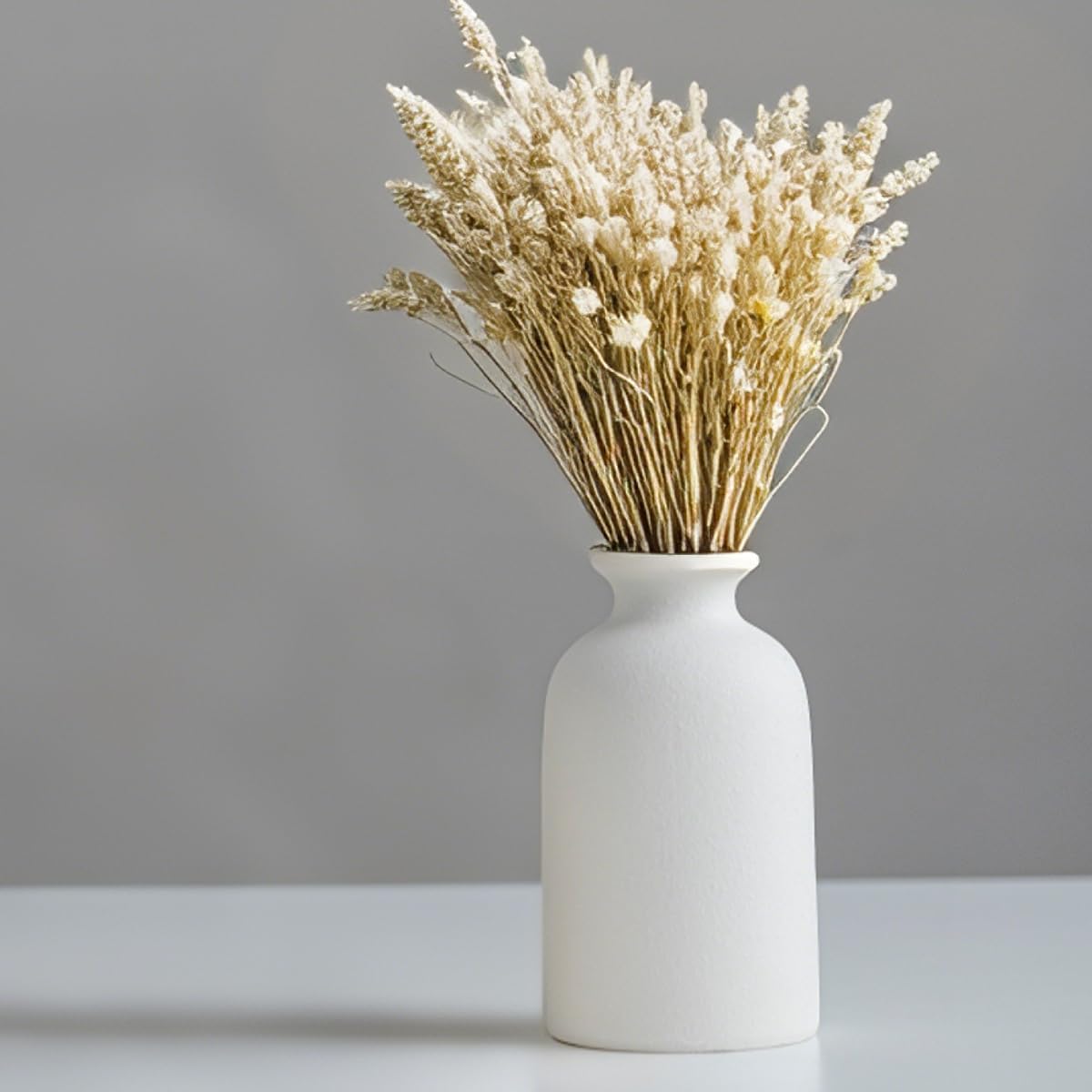 TINCTOTNIC Distressed Ceramic Vase Set of 3, Modern Bohemian Farmhouse Home Decor, Pampas Grass Dried Flowers Vases for Living Room, Dining Room, Bedroom, Kitchen, Bathroom, Office, Entryway (White)