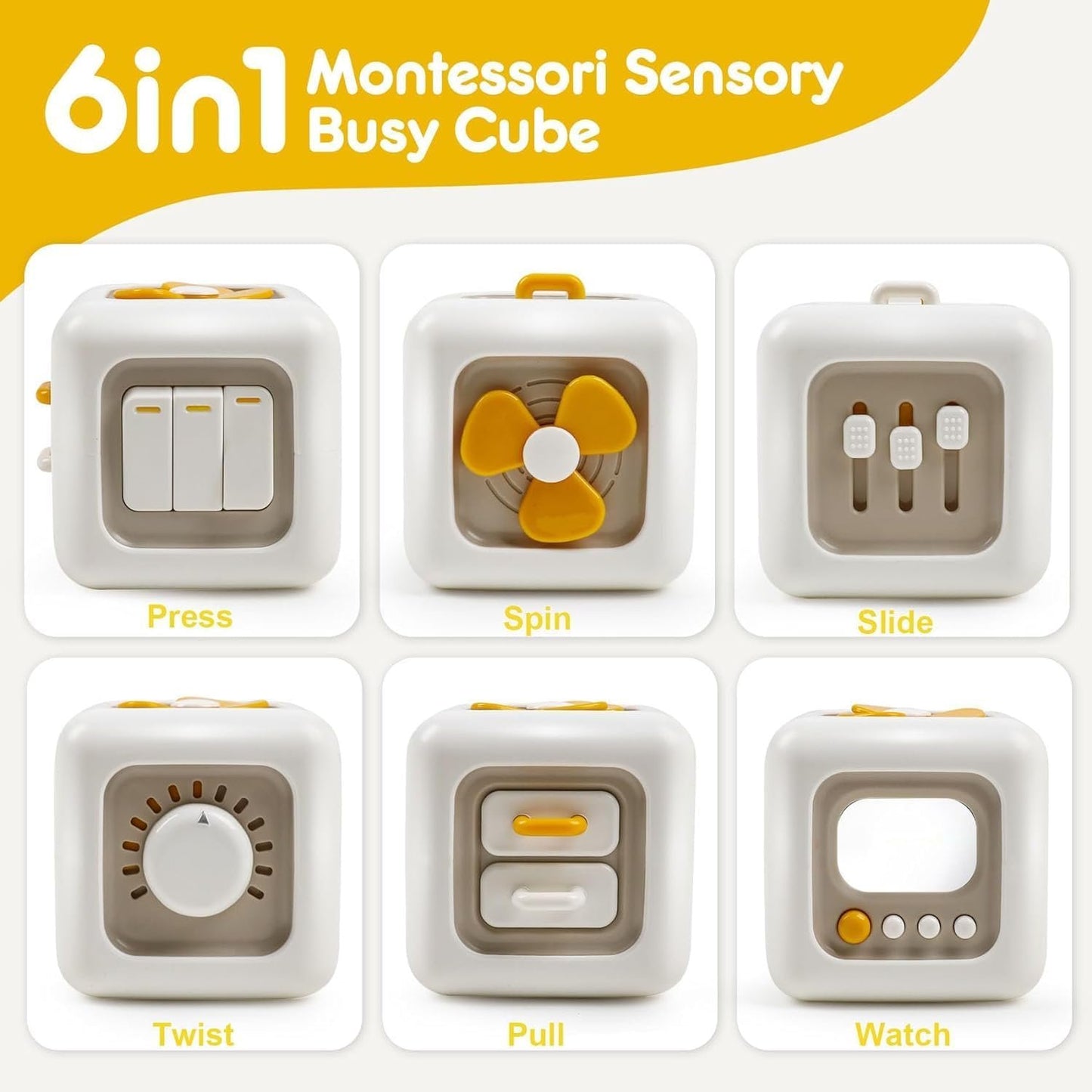 Montessori Busy Cube Sensory Activity Board Car Travel Activities Fine Motor Toy for Kids Hands-on Ability Learning, Party Favors New Year Birthday Gifts for Toddlers 2-4 Year Old Boys and Girls