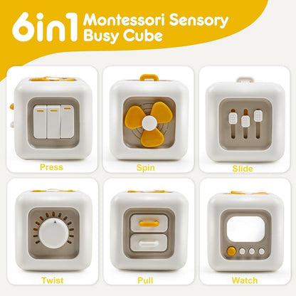 Montessori Busy Cube Sensory Activity Board Car Travel Activities Fine Motor Toy for Kids Hands-on Ability Learning, Party Favors New Year Birthday Gifts for Toddlers 2-4 Year Old Boys and Girls