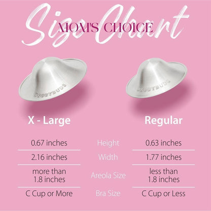 BoobyBuds The Original Silver Nursing Cups 999 Silver - Nipple Shields for Nursing Newborns - 100% Pure 999 Silver - Universal Fit - Soothe and Protect Sore Nipples - Essential for Breastfeeding Mothers (999 Silver XL Silicone Rings)