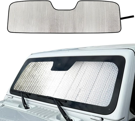 Windshield Sun Shade Front Window Sunshade Heat Shield Sun Visor Sun Blocker Protector Cover for Jeep Wrangler JL Gladiator JT 2024 2025 Interior Accessories