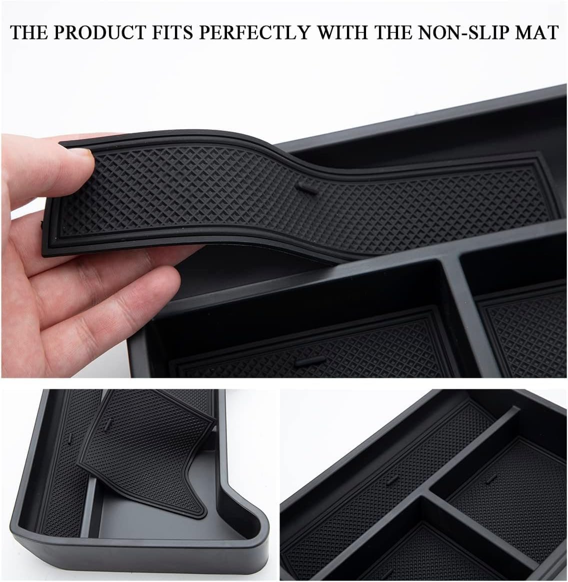 2024 2023 VW ID.4 Center Console Organizer Upgraded Storage Box Insert Tray Interior Accessories Compatible Lower Center Console Tray ID.4 Underseat Armrest Storage Box Coin Holder, Black