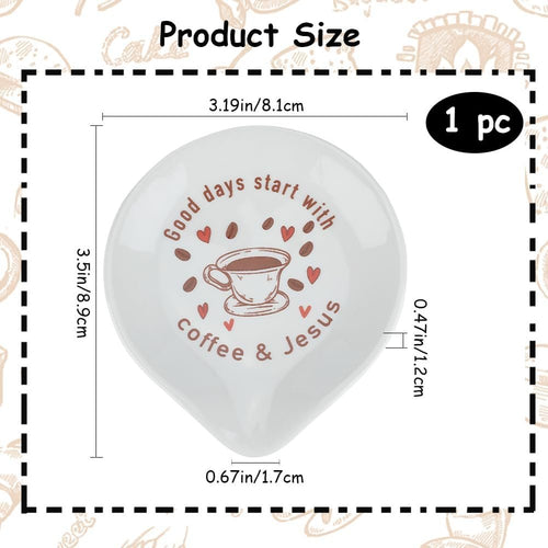 GORGECRAFT Coffee Spoon Rest Good Days Start with Coffee Spoon Rest White Ceramic Gifts Kitchen Utensils Gadgets Utensils Holder for Coffee Station Decor Bar Accessory Papa