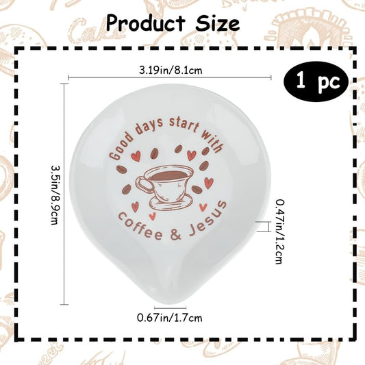 GORGECRAFT Coffee Spoon Rest Good Days Start with Coffee Spoon Rest White Ceramic Gifts Kitchen Utensils Gadgets Utensils Holder for Coffee Station Decor Bar Accessory Papa