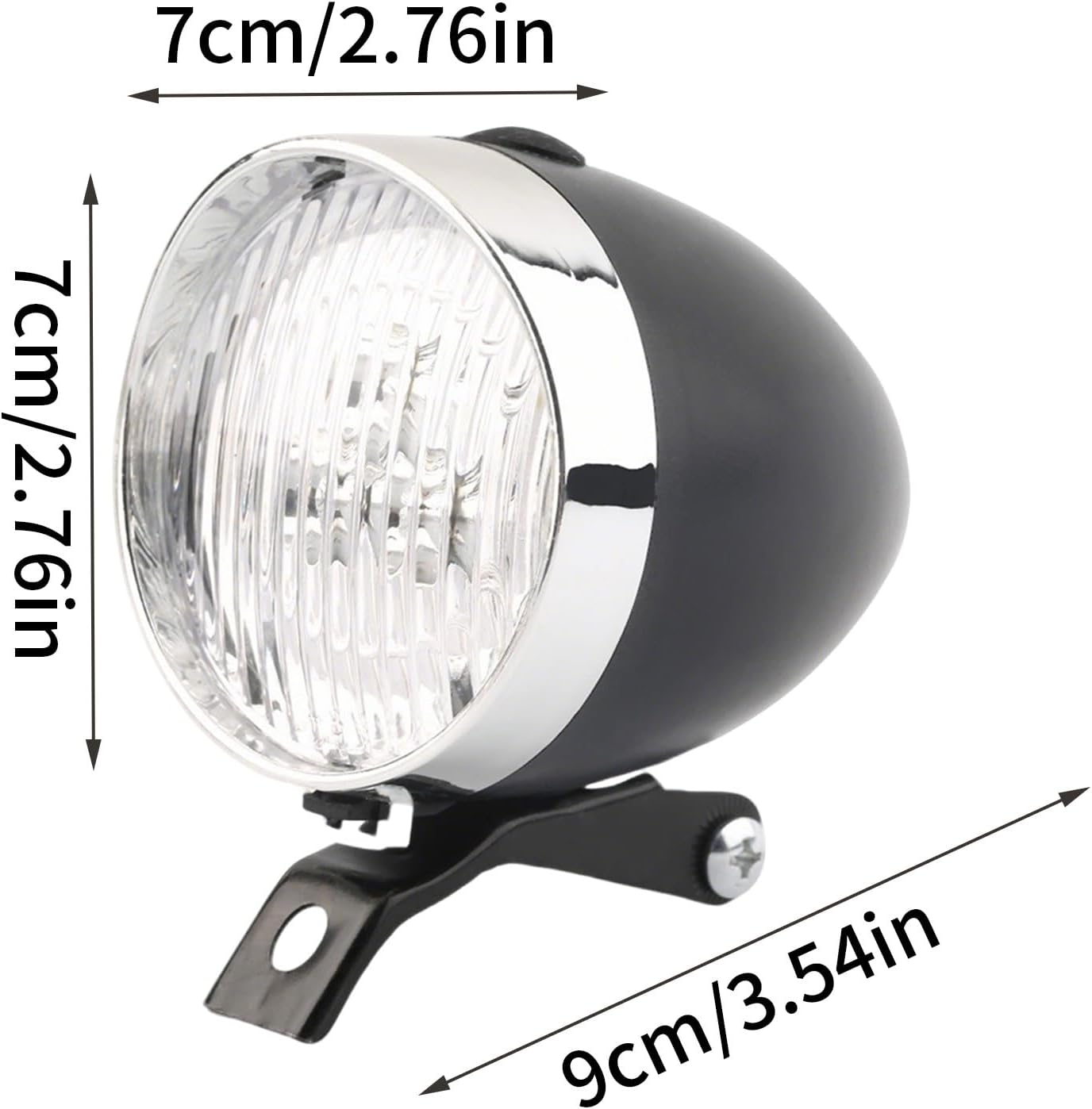 Bike Headlight, Retro Floodlight, 9x7x7cm/3.54x2.76x2.76 Inch Waterproof 3 with High-Lumen Visibility, Rechargeable Lighting Gear, Black Single Unit for Urban Commuting