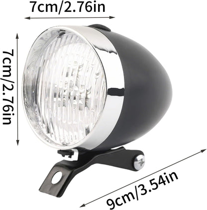Bike Headlight, Retro Floodlight, 9x7x7cm/3.54x2.76x2.76 Inch Waterproof 3 with High-Lumen Visibility, Rechargeable Lighting Gear, Black Single Unit for Urban Commuting