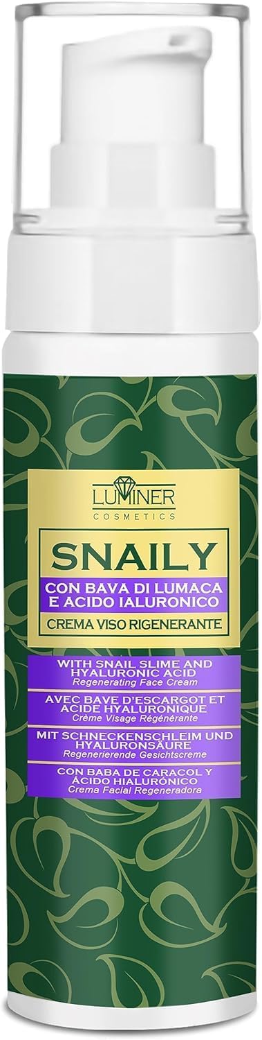 Snail Slime Face Cream 100 ml, Anti-Wrinkle Moisturizing Face Cream with 70% Snail Slime and Pure Hyaluronic Acid, Natural Formula with Anti-Stain and Anti-Aging Action with Vitamin C LUMINER