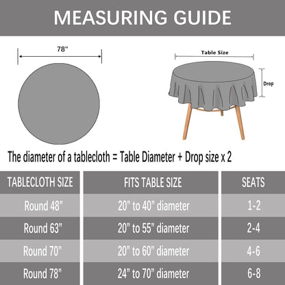 Heavy Weight Cotton Linen Tablecloth, Plaid Tassel Round Table Cover for Kitchen Dining Room Tabletop Decorations, Round - 78", Grey