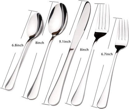 Silverware Set for 8, 40 Piece Heavy Duty Stainless Steel Flatware Utensils Cutlery Set Including Steak Knife Fork and Spoon, Dishwasher Safe, Gift Package for Wedding Housewarming