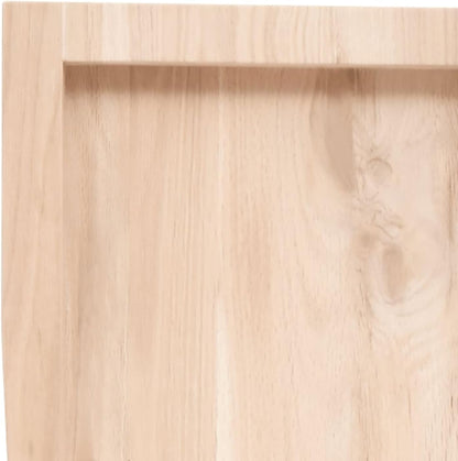 Solid Oak Tabletop 80 x 60 cm, Unfinished Live Edge Replacement for Kitchen Coffee Table, Dining Table, Desk, Durable Wood Surface for Home and Office