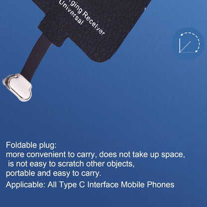 Type C Wireless Charging Receiver, 10W Thin USB C Qi Fast Wireless Charging Receiver Chip with Foldable Plug, Portable Wireless Charging Adapter for All Type C Phones