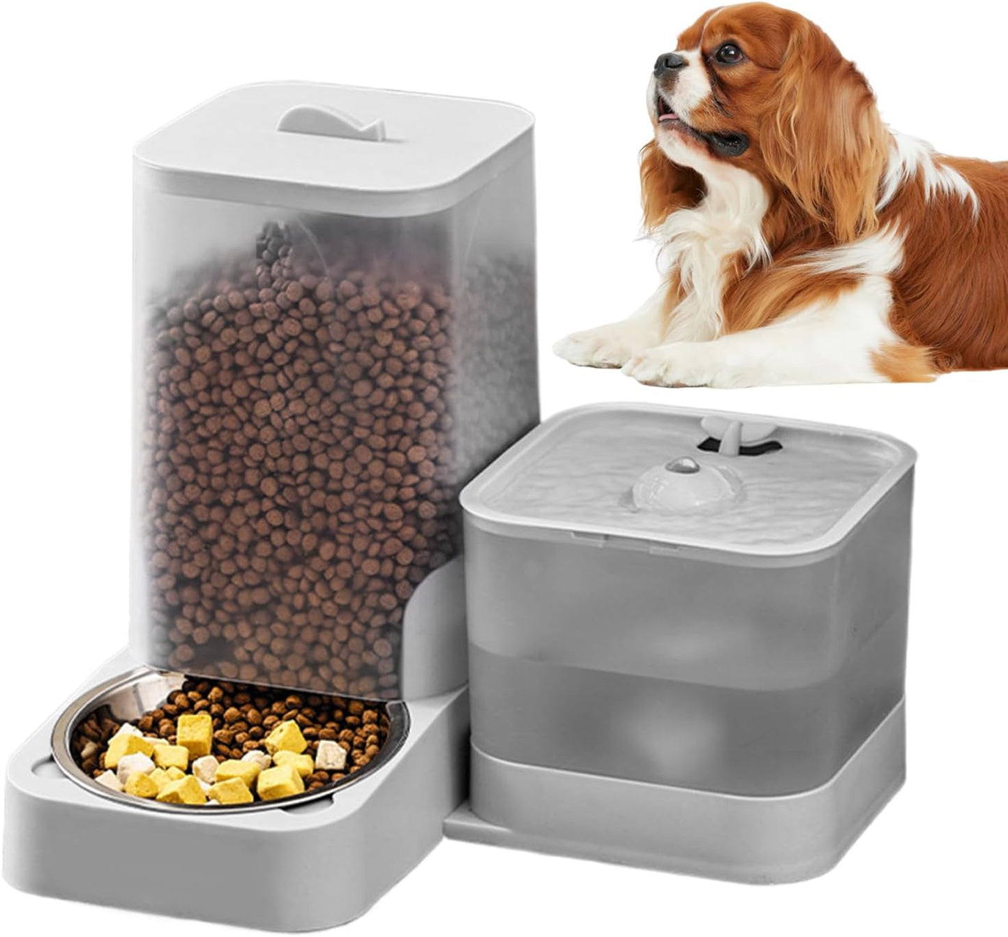 Automatic Cat Food Dispenser, Dog Food Dispenser Automatic Feeder, Drinker Waterer Large Capacity Pet Supplies, Storage Container for Kitten Puppy Feeding Watering